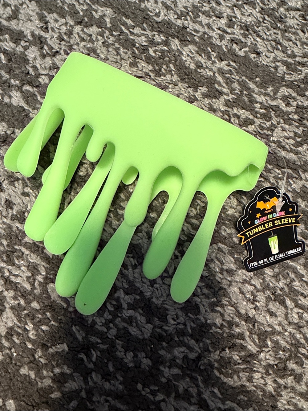 Target Bullseye’s Playground slime tumbler sleeve, glow in the dark green NWT!
